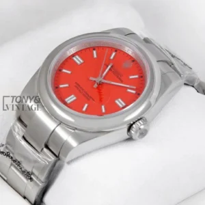 Silver Red Dial Automatic Watch