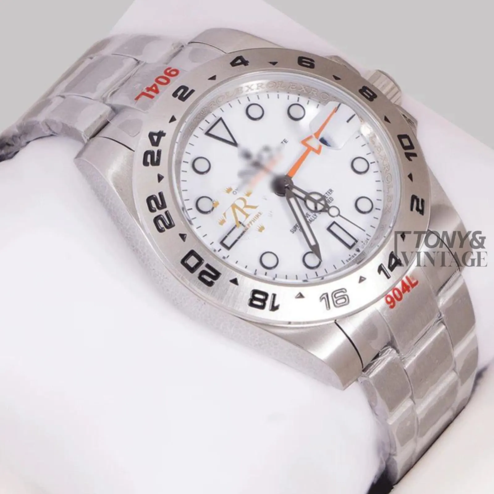 Silver Stainless Steel Automatic Watch with White Dial