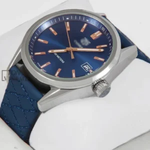 Silver Watch with Blue Dial and Blue Rubber Strap