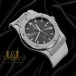 Silver Watch with Gray Dial and PVC Strap