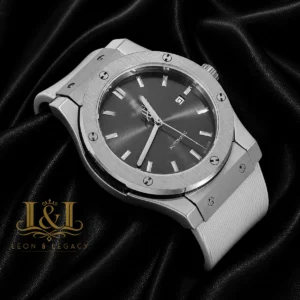 Silver Watch with Gray Dial and PVC Strap