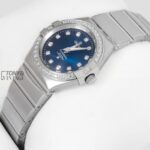 Silver With Blue Dial Stone Figure & Bezel Ladies Watch