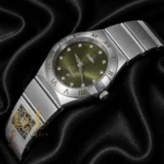 Silver With Green Dial Stone Figure Ladies Watch
