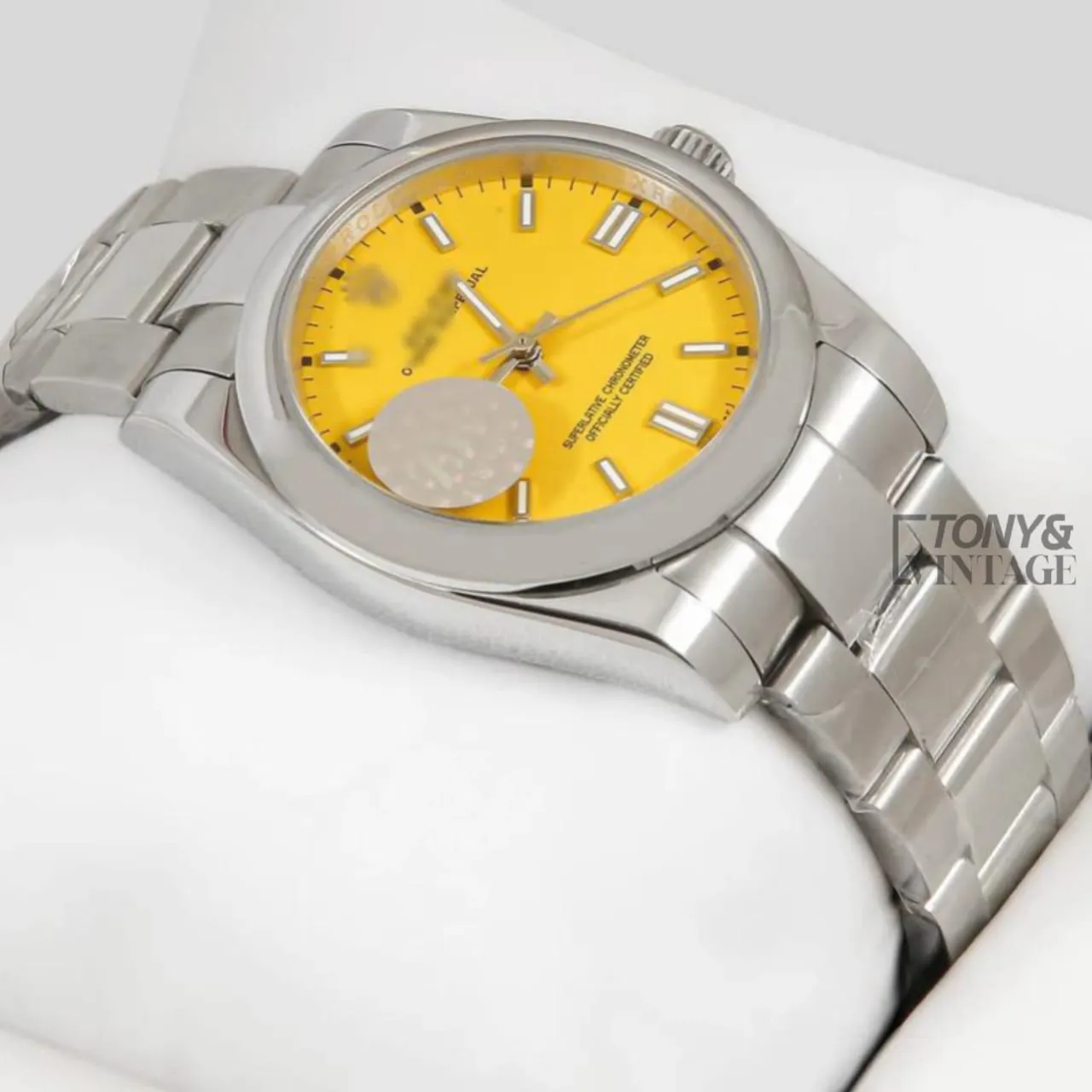 "Silver Yellow Dial Automatic Watch "