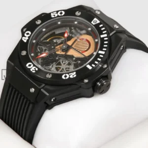 Skeleton All Black Automatic Watch With Black Rubber Strap