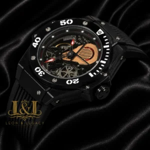 Skeleton All Black Automatic Watch With Black Rubber Strap