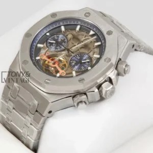 Tourbillon Chronograph Silver Grey Dial Automatic Watch