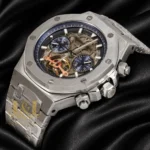 Tourbillon Chronograph Silver Grey Dial Automatic Watch