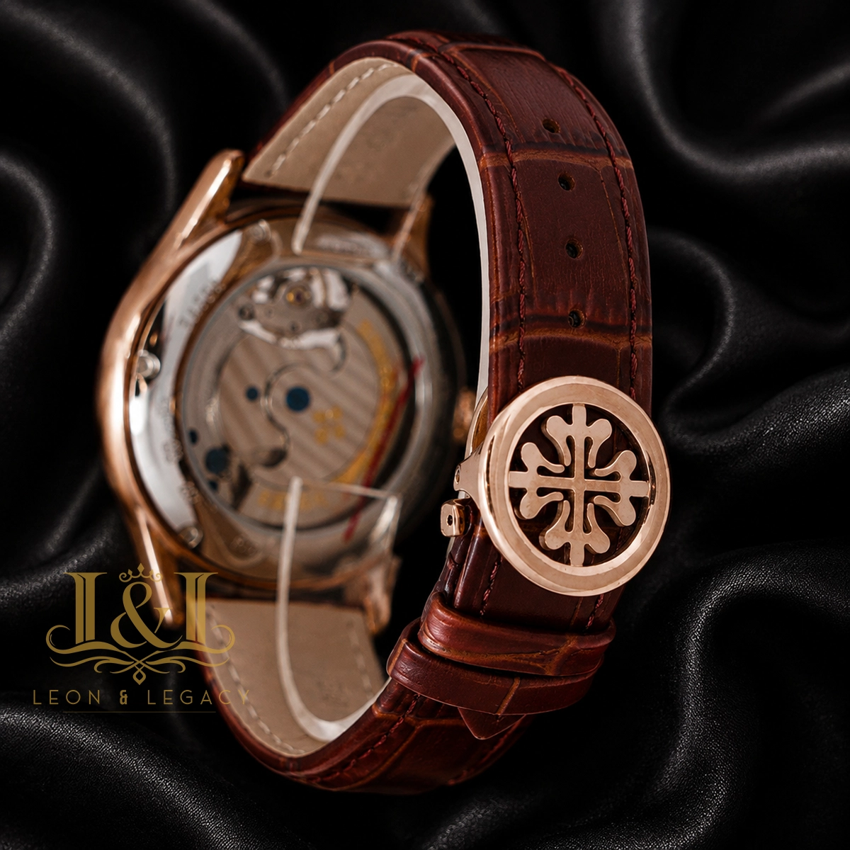 Tourbillon Rose Gold Case With White Dial & Brown Leather Strap