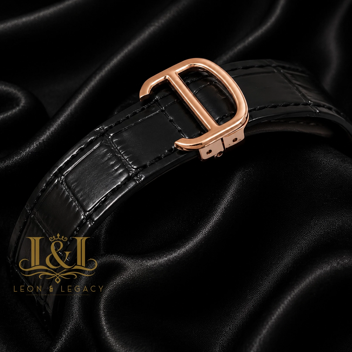 Tourbillon Rose Gold Watch With Brown Dial and Leather Strap