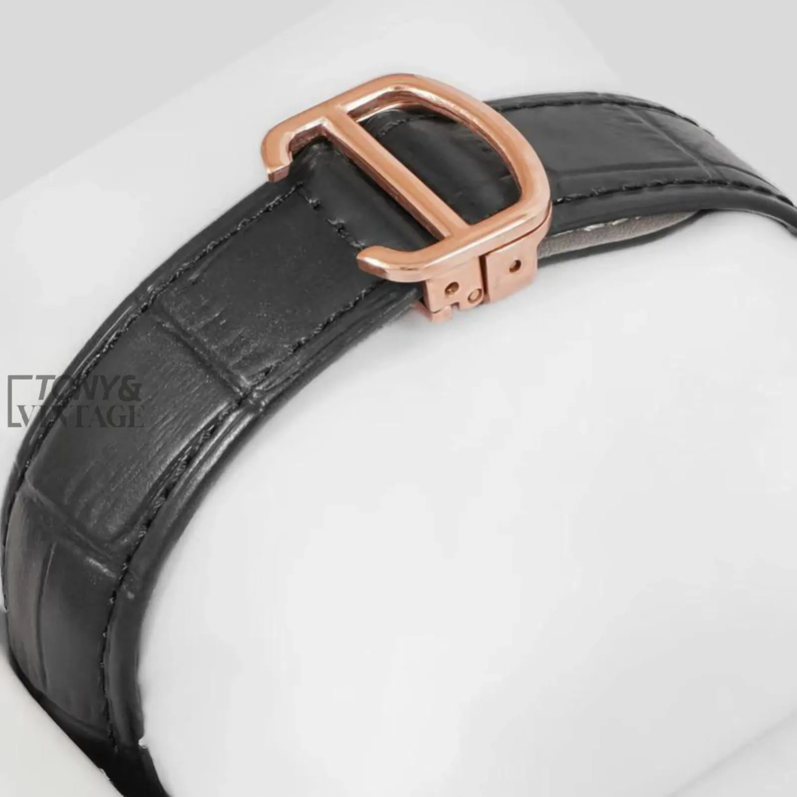 Tourbillon Rose Gold Watch with Brown Dial and Black Leather Strap