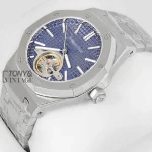 Tourbillon Silver Blue Dial Automatic Watch