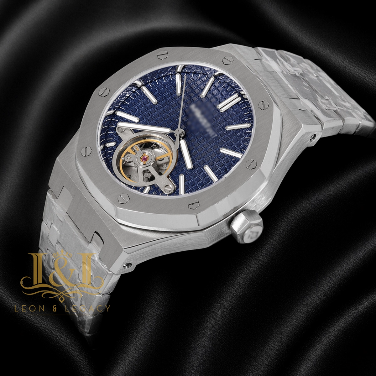 Tourbillon Silver Blue Dial Automatic Watch 1 copy