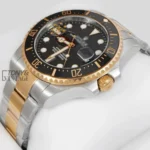 Two Tone Chain Black Dial & Bezel Automatic Watch