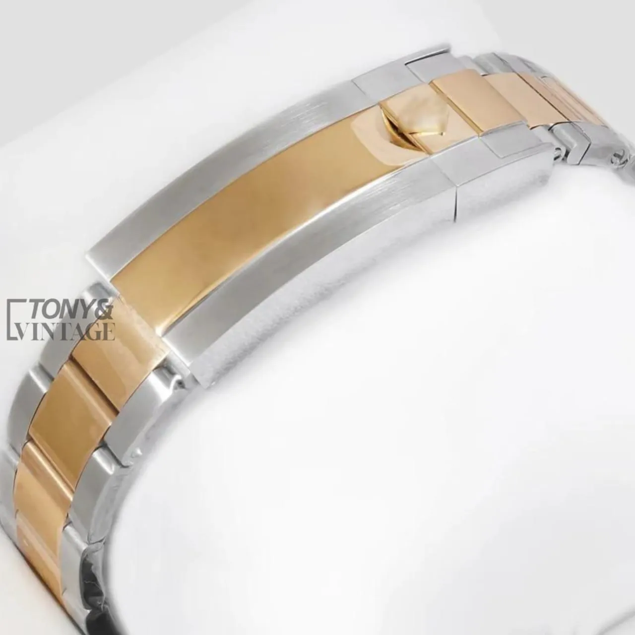 Two Tone Chain Black Dial & Bezel Automatic Watch