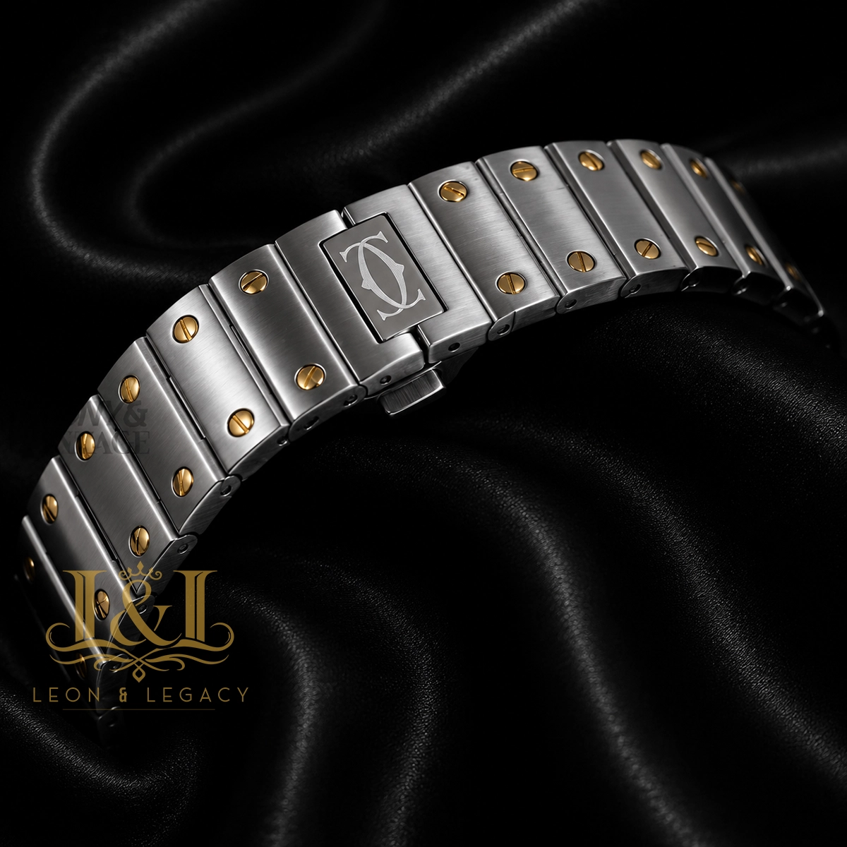 Two Tone Gold Automatic Watch with White Skeleton Dial