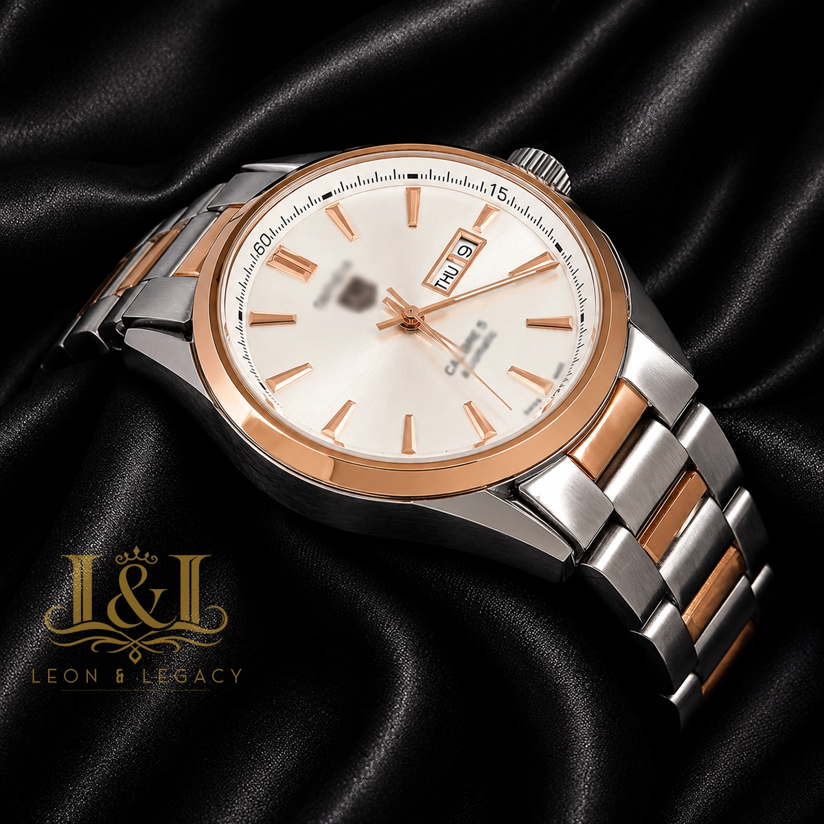 Two-Tone Rose Gold Automatic Watch with White Dial