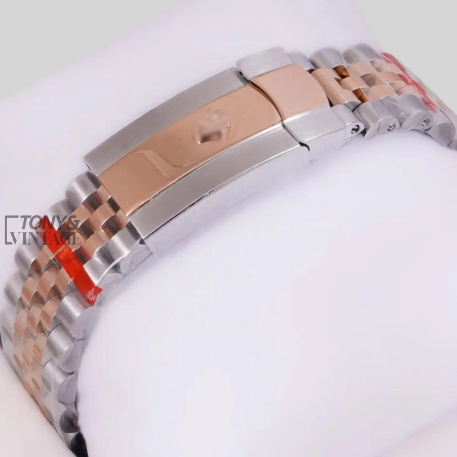 Two Tone Rose Gold Gray Textured Dial Automatic Watch