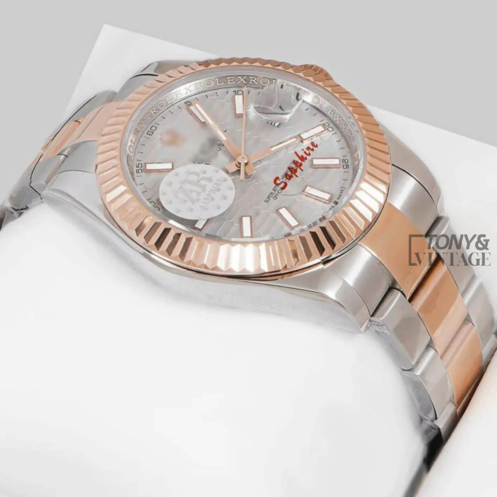 Two Tone Rose Gold Grey Dial Automatic Watch