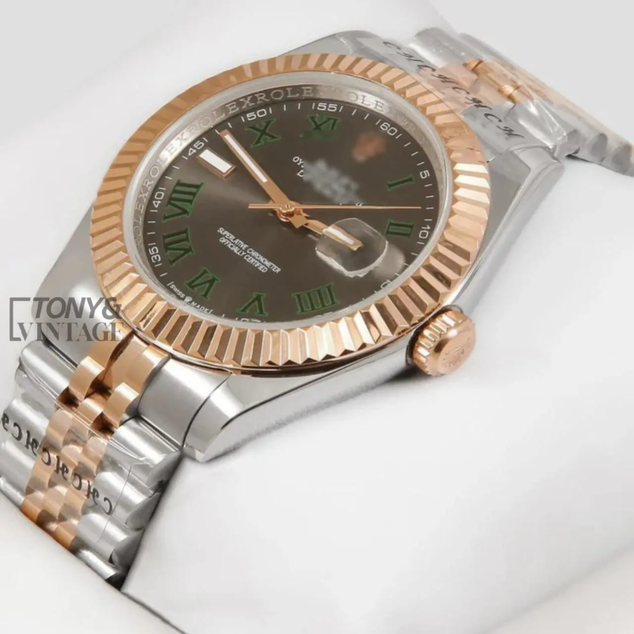 Two-Tone-Rose-Gold-Grey-Dial-Green-Roman-Index-Automatic-Watch1.webp