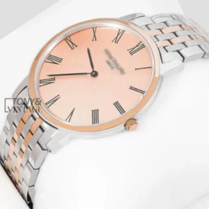 Two Tone Rose Gold Watch with Dial and Chain