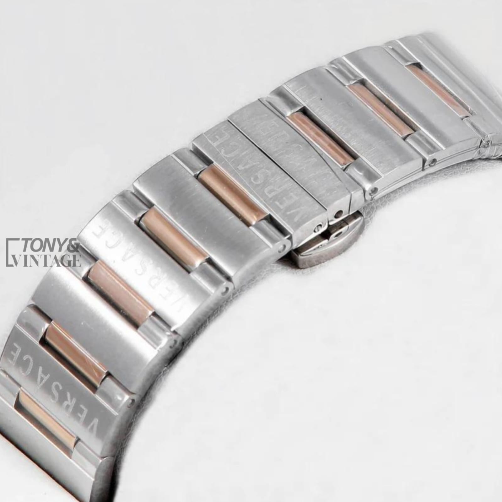 Two Tone Rose Gold With Black Dial Ladies Watch