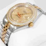 Two Tone Yellow Gold Dial Stone Bezel