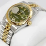 Two Tone Yellow Gold Green Dial Automatic Watch