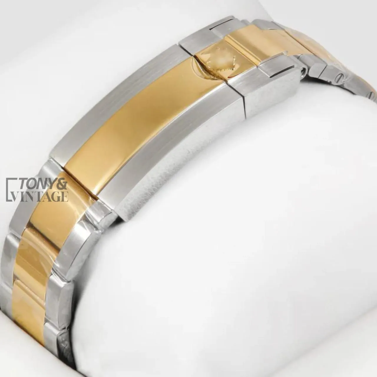 Two Tone Yellow Gold Stone Bezel & Index Automatic Watch