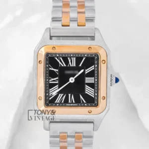 Two Tone Yellow Gold Watch With Black Dial