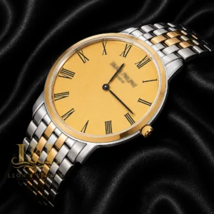 Two Tone Yellow Gold Watch with Dial and Chain