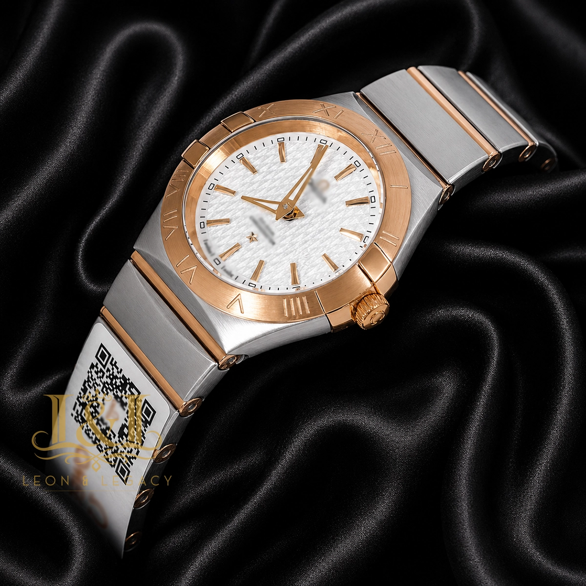 Two Tone Yellow Gold With White Dial Ladies Watch 1 copy