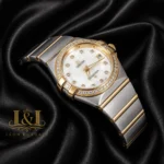 Two Tone Yellow Gold With White Dial Stone Bezel & Figure Ladies Watch