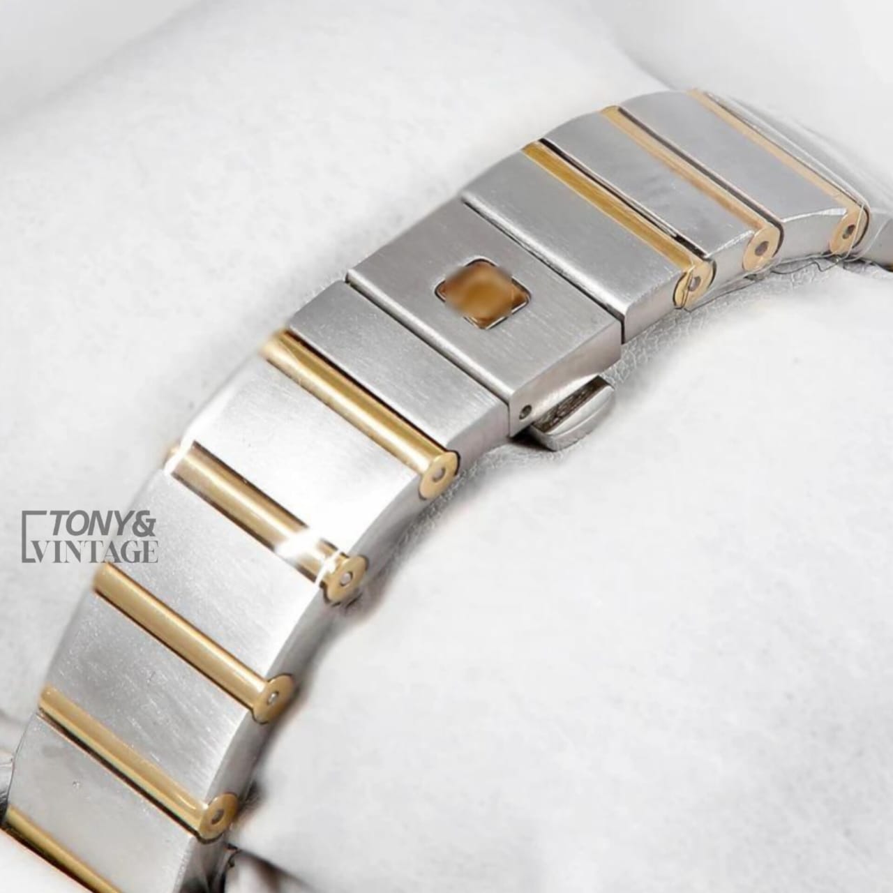 Two Tone Yellow Gold With White Dial Stone Bezel & Figure Ladies Watch