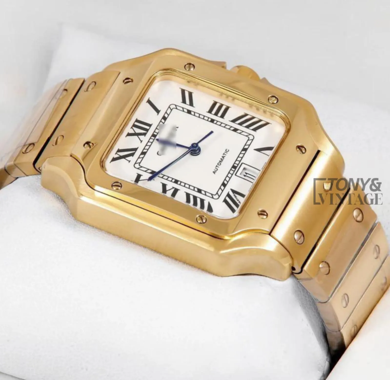 Yellow Gold Automatic Watch With White Dial