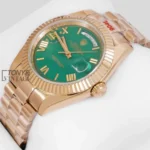 Yellow Gold Automatic Watch with Green Dial