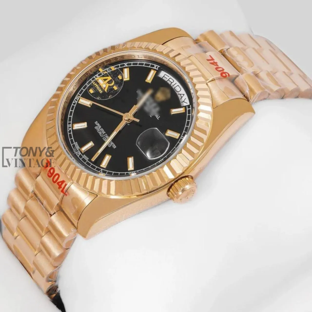 Yellow Gold Black Dial Automatic Watch