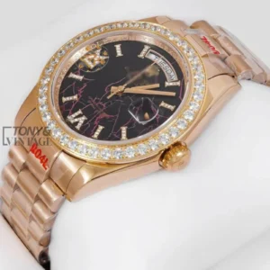 Yellow Gold Black Neon Dial Automatic Watch