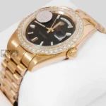 Yellow Gold Black Stone Bezel Automatic Watch