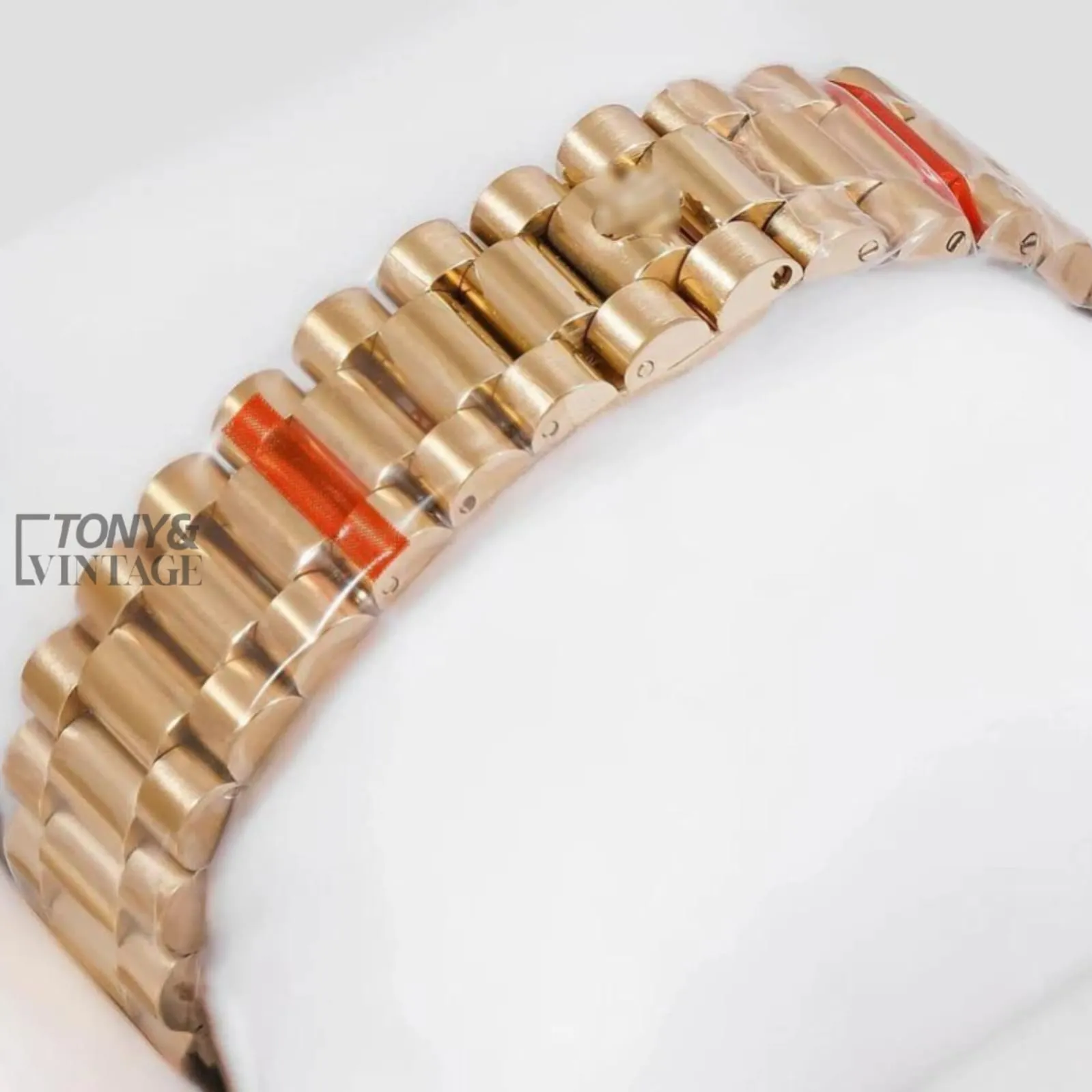 Yellow Gold Blue Dial Stone Bezel Automatic Watch