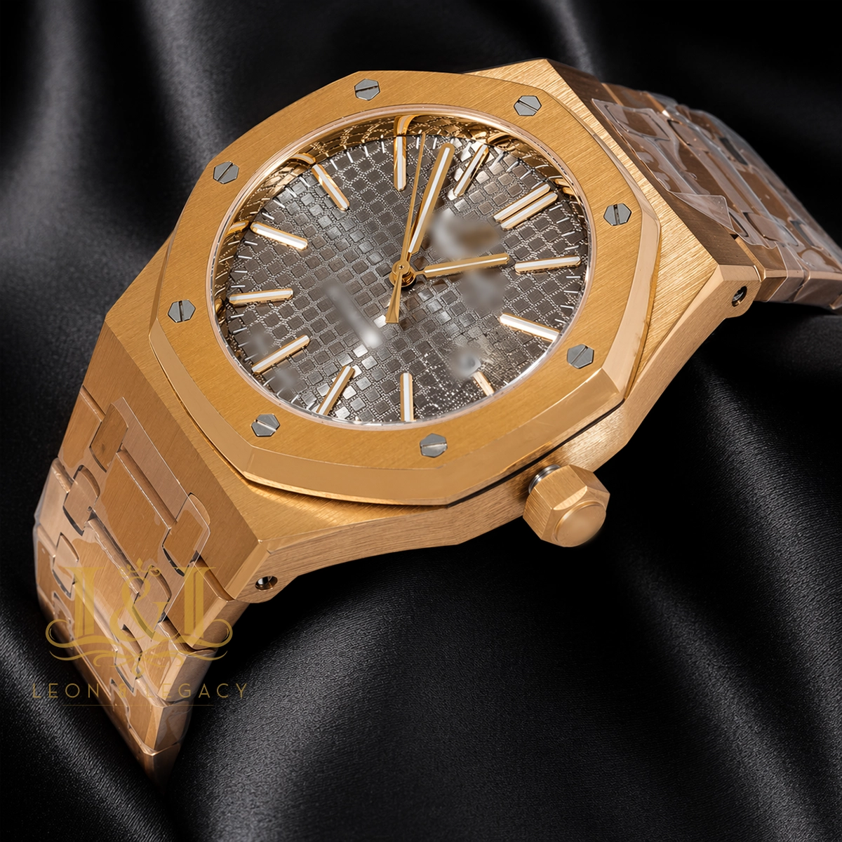 Yellow Gold Gray Dial Chain Watch 1 copy