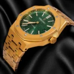 Yellow Gold Green Dial Chain Watch