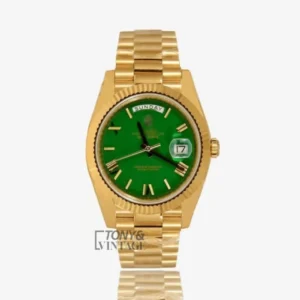 Yellow Gold Green Dial & Roman Numeral Automatic Watch