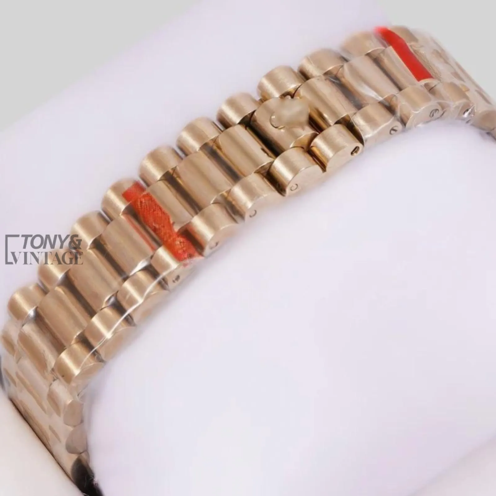 Yellow Gold Green Dial Stone Bezel Automatic Watch