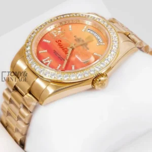 Yellow Gold Peach Dial Automatic Watch