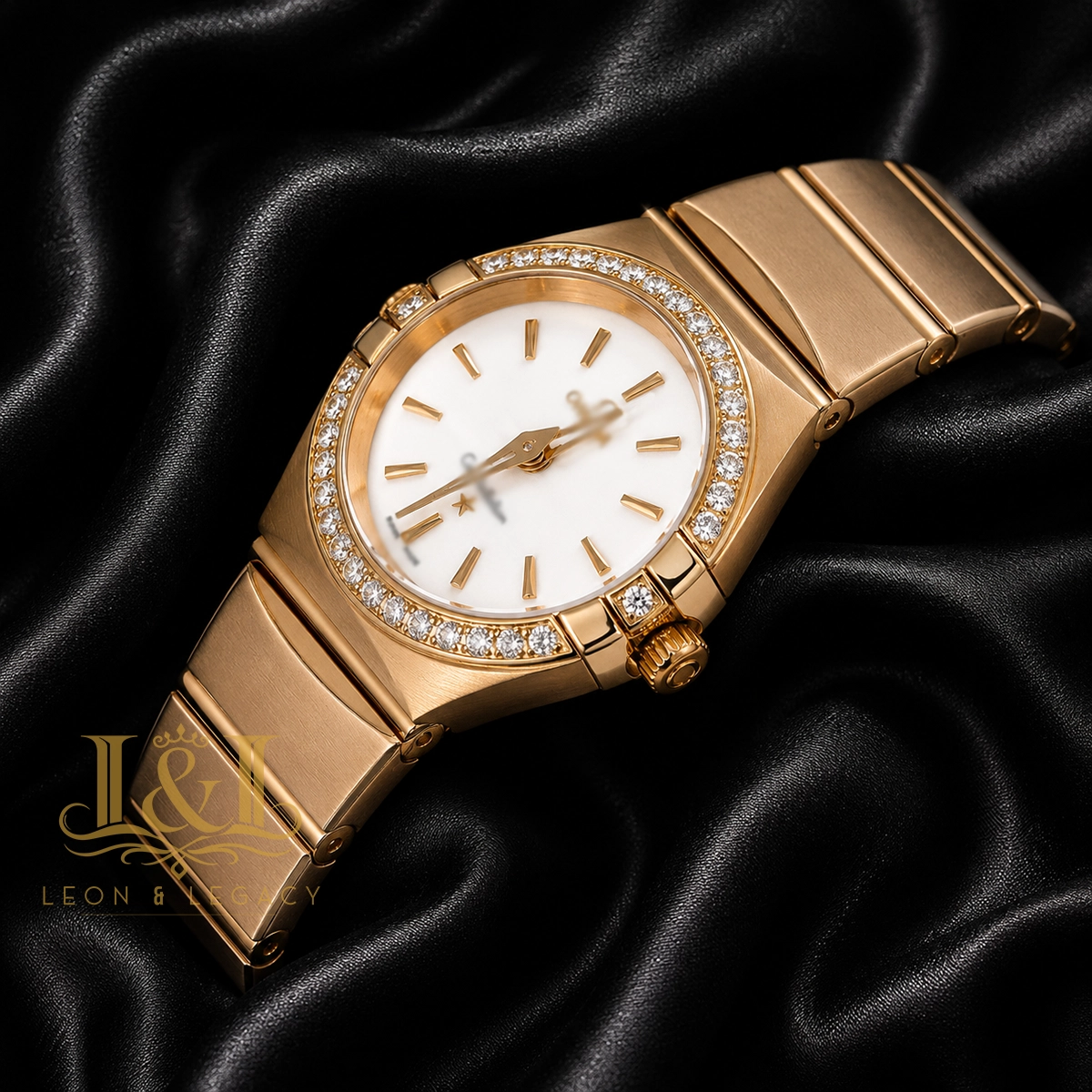 Yellow Gold With White Dial Ladies Watch 1 copy
